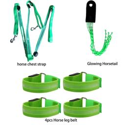 3 pçs led conjunto de passeio a cavalo pernas peito caudas cintas cavalos equitação ternos equestres luminosos luzes da noite cavalo visível equestre - Image 1