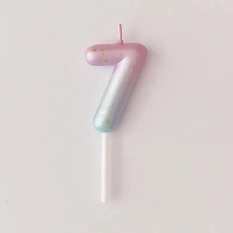 Bolo de feliz aniversário Decorado Velas Digitais, Delicado Doce Cor Infantil, 0-9 Velas Número, Decoração Colorida para Festa - Image 1