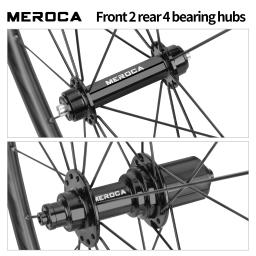 Meroca conjunto de rodas de bicicleta 700c liga de alumínio ultra-leve alavanca de liberação rápida aro freio da bicicleta de estrada roda traseira dianteira 700x23-28c pneu - Image 6