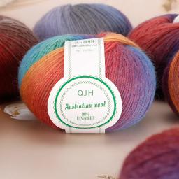 QJH-Fios de lã macia para crochê e tricô, Fios artesanais multicoloridos, 100% lã, 50g, 1.76oz, 180m, 196yd, 10 peças - Image 1