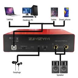 Interface de áudio profissional, equipamento de placa de som para guitarra elétrica, monitor, loopback, usb, estúdio externo, gravação ao vivo, 1pc - Image 4