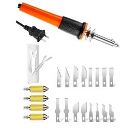 22 PÇS/SET Kit de ferramentas de corte de facas quentes elétricas com cortador de calor Cortador de estêncil para estêncil de pano de plástico fino macio Plugue EUA/UE - Image 4