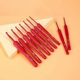 Alumínio mão tricô agulhas, Red Crochet gancho, Silicone Handle, Weave artesanato ganchos, crochê, 2mm, 2.5mm, 3mm, 3.5mm, 4mm, 4mm, 5mm, 5 milímetros, 6 milímetros, 1PC - Image 5