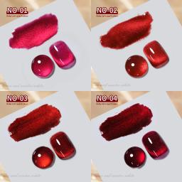 Gel de esmalte Cat Eye, vinho tinto, Glitter Jelly Ruby, esmalte magnético, cola, verniz brilhante, gel UV para Nails Art, 7,5 ml - Image 4