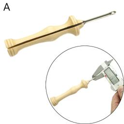 Caneta de bordar com punho de madeira, conjunto leitor de agulhas para costura, feltragem para bordado de fios de lã grossa - Image 2