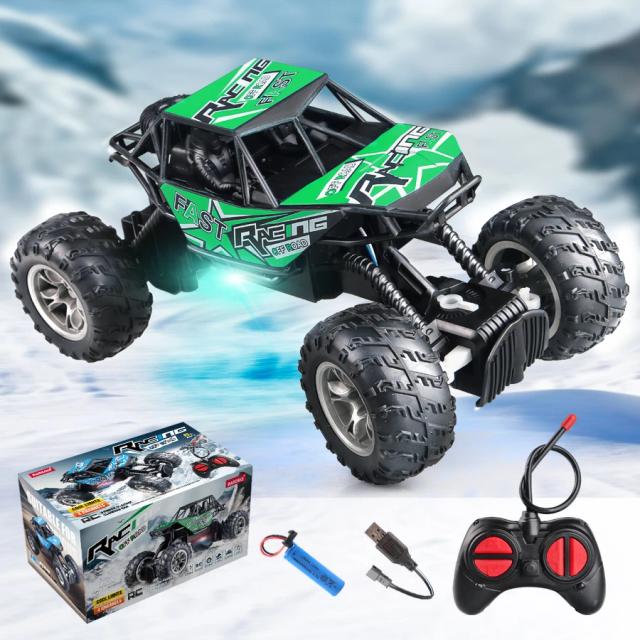 Carro de controle remoto de 4 vias com luz pneu de borracha antiderrapante ao ar livre fora de estrada escalada crianças menino modelo de carro de brinquedo