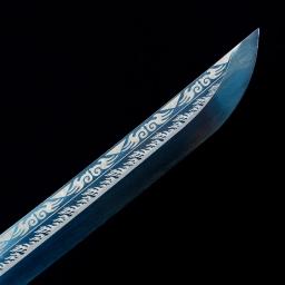 Espada chinesa kongfu feita à mão, aço de alto manganês com lâmina de cor azul, tamanho real, treinamento pronto, chama de prata, catana - Image 3