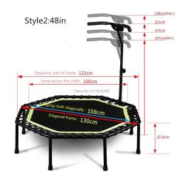 Trampolim de fitness dobrável com alça para adultos e crianças, cama de salto silenciosa, exercício aeróbico, interno e externo, carga 300kg, 45 in, 48 in - Image 4