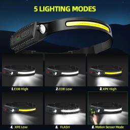 Kdulit led indicação farol recarregável lanterna de cabeça 1200mah bateria embutida acampamento ao ar livre pesca farol lanterna - Image 3