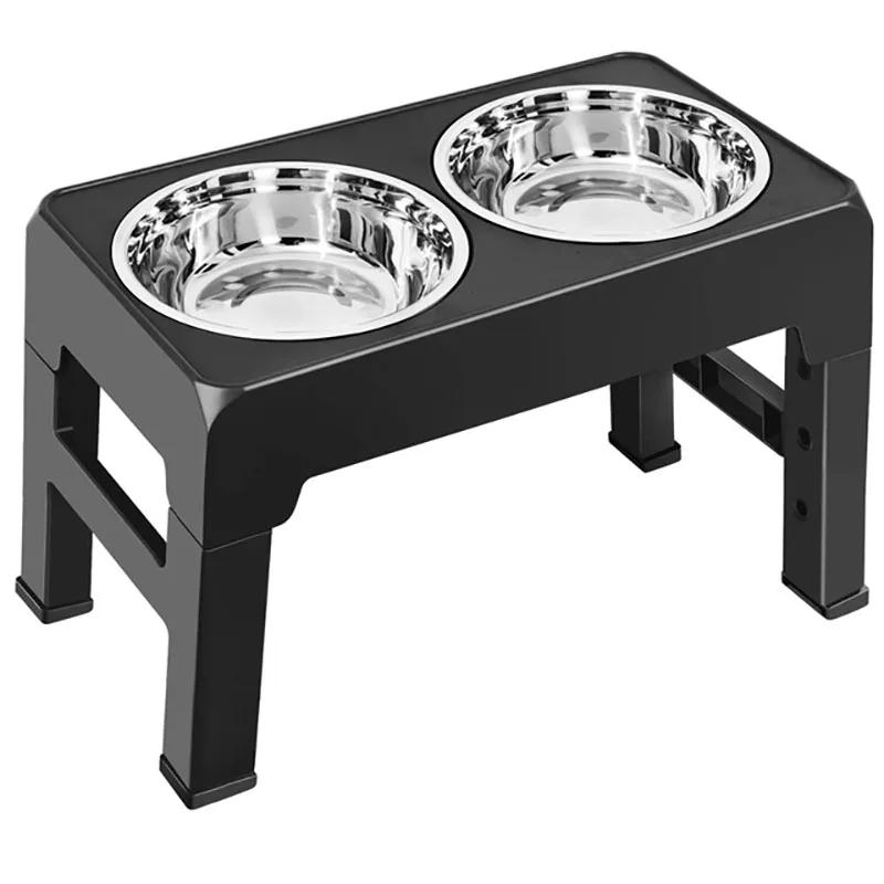 Alimentador elevado do cão com aço inoxidável duplo, suporte levantado ajustável, tigelas de comida e água para cães pequenos, médios e grandes - Image 1