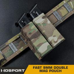 Molle Tactical Double Mag Pouch, Tiro ao ar livre Mag Carrier, Caça Airsoft Acessórios, CS Wargame, 9mm, Rápido - Image 3