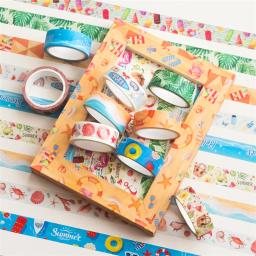 Conjunto de fita washi para scrapbooking, pacote de 10 peças, praia de verão, natação, diy, fita adesiva, diário, material escolar, artigos de papelaria - Image 4