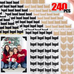 24/240 pçs diy adesivos de canto do vintage papel kraft ângulo quadro álbum adesivo auto-adesivo foto scrapbook imagem preservar decoração - Image 1
