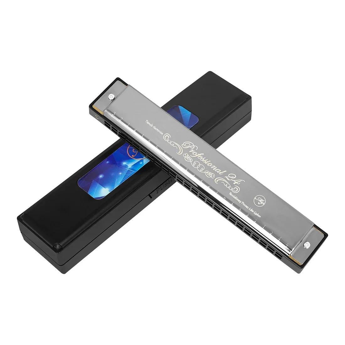 Harmonica Profissional com Caso Pano De Limpeza, C Tone, Iniciantes, ABS, Resina Grade, DO Mark, Instrumento De Música, 24 Buracos - Image 1