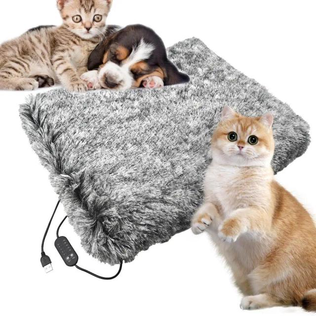 Almofada de Aquecimento Antiderrapante para Animais de Estimação - Cobertor Interno Macio e Fácil de Limpar, 50x40cm, Acessório Quente para o Inverno