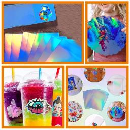 20 folhas de papel autoadesivo holográfico de folha de alumínio, adesivos de impressão a4, fantasia colorida, papelão colorido - Image 6