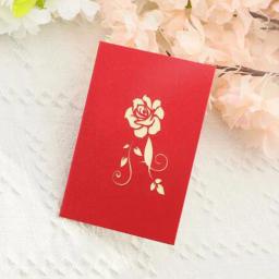 1pc 3d estéreo rosa cartões convite de casamento cartões de bênção presentes de casal rosas românticas amor cartões de felicitações - Image 5