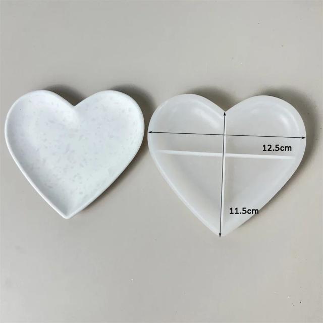 Molde de Silicone em Forma de Coração para DIY: Bandeja de Armazenamento de Jóias e Decoração de Casa com Resina Epóxi e Gesso