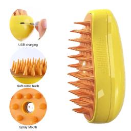 Escova de vapor com essência de deixar para gato, escova de gato fumegante, carregamento USB, cabelo solto emaranhado, acessórios para gato, 3 em 1 - Image 5