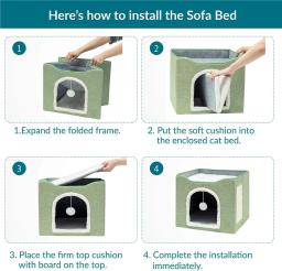Cama grande para gatos com bola fofa pendurada e scratch pad, dobrável de dupla camada, camas para gatos internos dormindo, todas as estações - Image 6