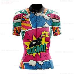 Engraçado explosivo quadrinhos das mulheres conjunto camisa de ciclismo dos desenhos animados anime roupas ciclismo camisas da bicicleta estrada terno mtb ropa maillot - Image 3