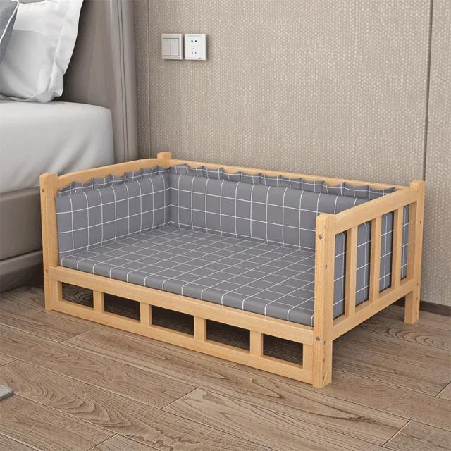 Cama de Madeira Maciça Polida para Cães e Gatos - Canil Elegante para Golden Retriever e Teddy