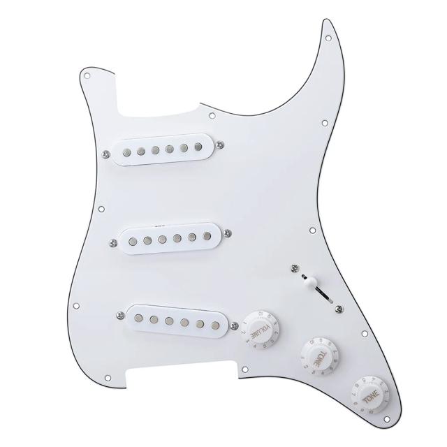Guitarra Elétrica Branca com Captadores Duplos em PVC para St Fd - Conjunto com 2 Peças de Acessórios