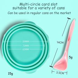 Portátil Silicone Dog Cat Tampa enlatada, 2-em-1Food Sealer Spoon, Pet Food Cover, Armazenamento Fresh-Keeping Lids, Bowl, 1-10Pcs - Image 5