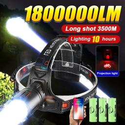 2024 ultra poderoso led farol super brilhante cabeça de longo alcance lanterna usb recarregável cabeça tocha pesca caça cabeça luz - Image 1