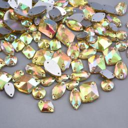 Oleeya Sunshine costurar em strass de cristal artesanato faça você mesmo pedras de vidro com parte traseira plana costura strass para roupas de bordado - Image 4