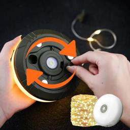 Recarregável Camping luz String com ímã gancho, lanterna LED à prova d'água, tenda ao ar livre, RGB atmosfera luz, 10m - Image 1