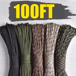 Paracord militar 7 Strand Camping Acessórios, Outdoor Survival DIY Pulseira Corda, Caminhadas Clothesline, Camping Gadgets, 4mm, 100ft - Image 1