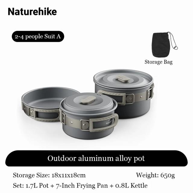 Conjunto Naturehike de Panelas e Utensílios para Acampamento: Kit Completo para Cozinhar ao Ar Livre, Inclui Chaleira, Pote e Talheres para Piqueniques e Trilhas