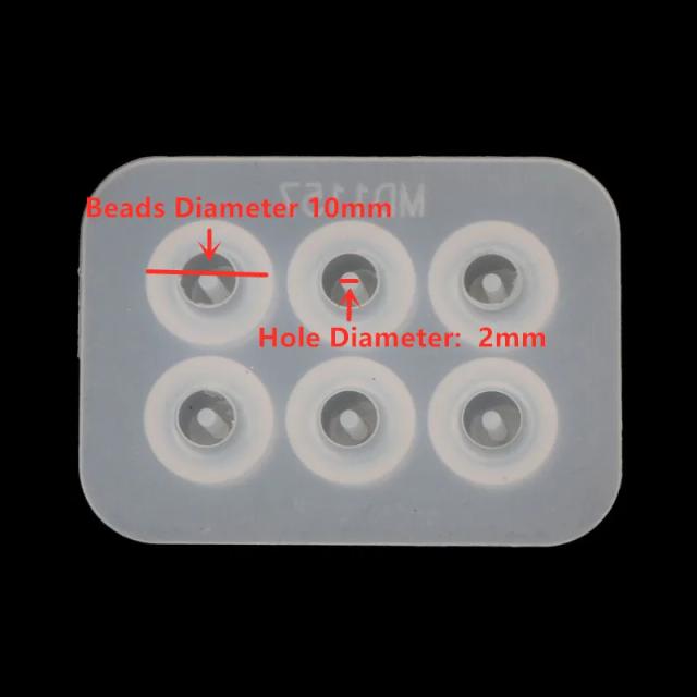 Molde de Silicone para Esferas de Resina Epóxi, 6 Cavidades, Ideal para DIY de Pulseiras e Pingentes com Grande Abertura