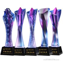 Criativo high-end troféu de cristal colorido, prêmio lettering personalizado, equipe comenda serviço, decoração para casa gravura, novo - Image 5