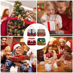Caixas de natal vazias 4 pçs latas de biscoitos festivos recipientes de biscoitos de natal recipientes de nidificação de metal recipientes de armazenamento de alimentos com - Image 5
