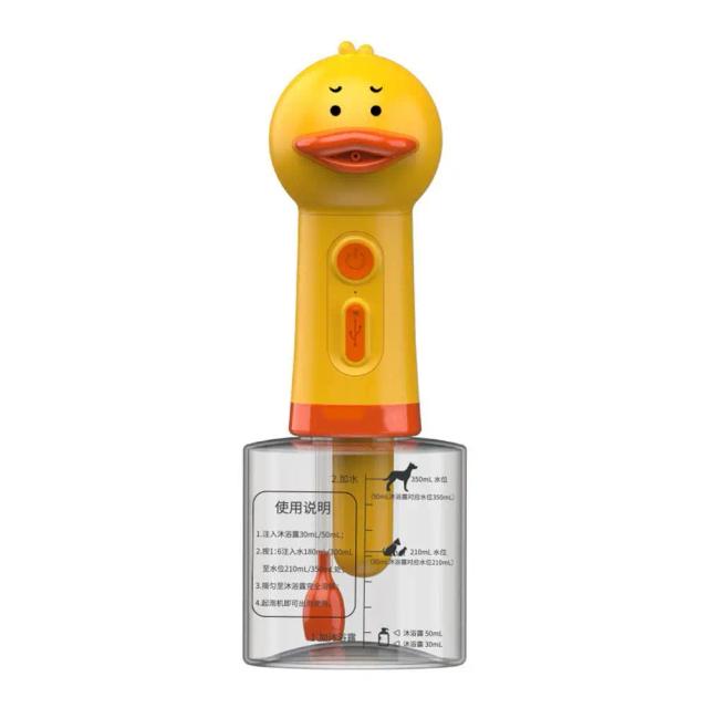Dispensador Automático de Sabão em Espuma Amarelo em Forma de Pato, Carregamento USB - Acessório Prático para Limpeza de Pets