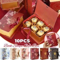 10 pçs criativo livro forma caixa de presente de casamento para convidados papel doces chocolate sobremesa caixas de embalagem chá de bebê presente de aniversário - Image 1