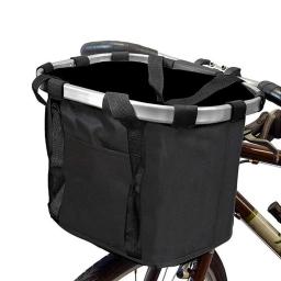 Cestos práticos para bicicletas, fácil instalação, cesta frontal impermeável elegante, flor preta e branca - Image 1