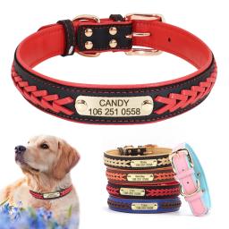 Coleira de couro PU personalizado, Anti-Lost ID Tag, placa de identificação de gravura grátis para cães pequenos, médios e grandes, Pitbull - Image 1