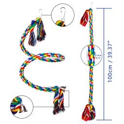 Papagaio Pássaro Em Pé Brinquedo Corda De Algodão Brinquedo Colorido, Mastigar Poleiros, Barra de Suporte para Pássaro, Acessórios para Gaiola, Pet Supplies - Image 4