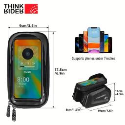 ThinkRider-Saco De Bicicleta Impermeável Com Tela Sensível Ao Toque, Tubo Superior Frontal, Saco De Ciclismo, Caixa Do Telefone, Pacote De MTB, Acessórios De Bicicleta, 7in - Image 2