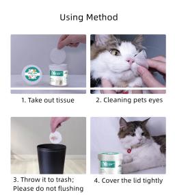 Gatos ou cães olhos/orelhas aloe remover manchas de lágrima toalhetes pet rasgo limpeza tecido toalhas de papel para animais de estimação olho toalhetes molhados limpo suprimentos - Image 2