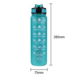 Garrafa de água 1000ml com escala de tempo Outdoor Fitness Sports Bike Water Cup com palha BPA Free Home Drinking Kettle - Image 6