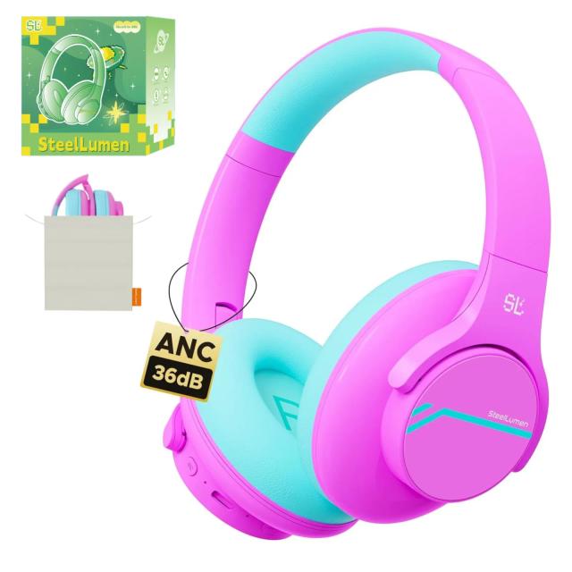 Nova1pro cancelamento de ruído ativo bluetooth5.4 fones de ouvido para crianças presente 40h playtime volume seguro 75/85/94db para ipad/tablet