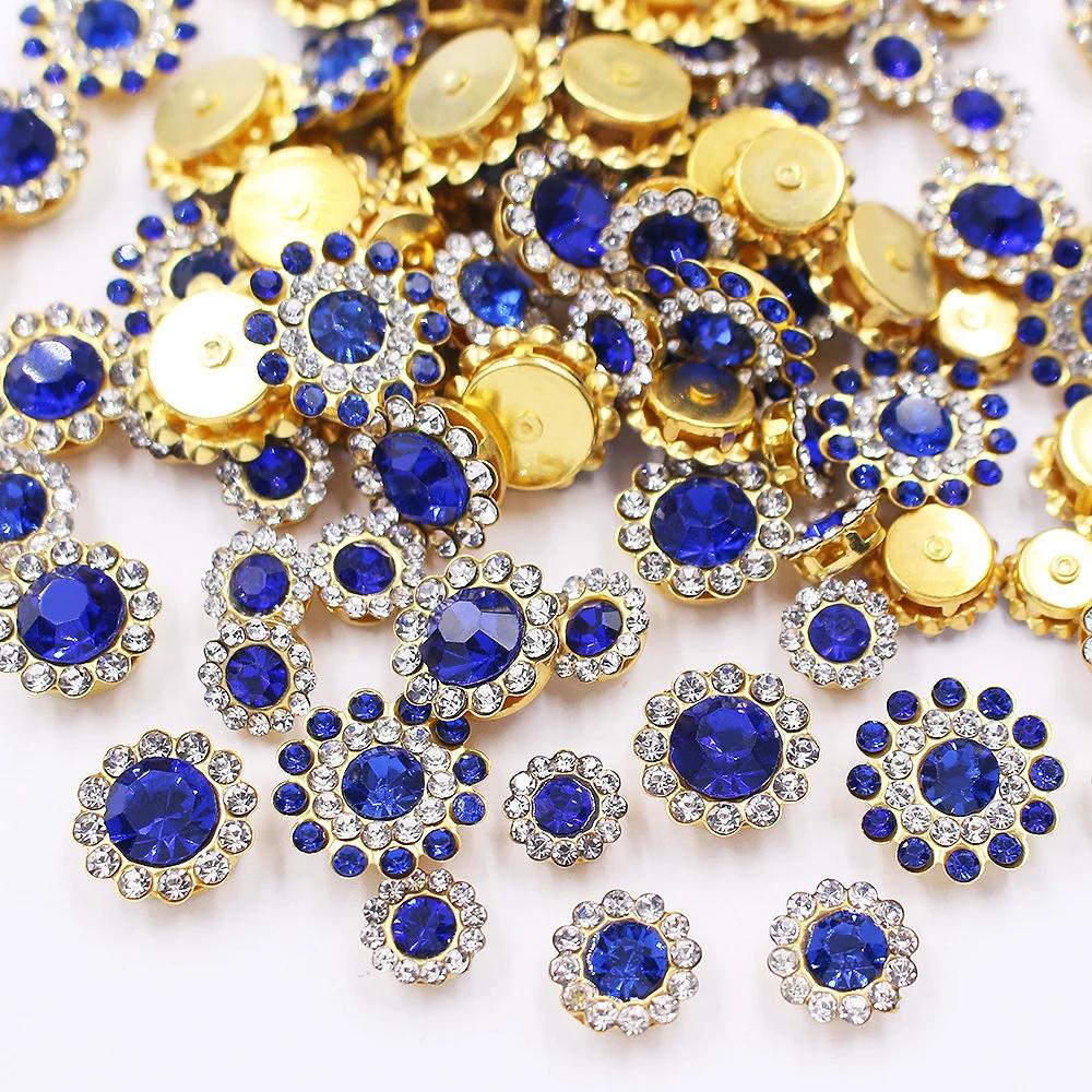 Flor costurar em strass para decoração de roupas, cristais brilhantes aparar, pedras de vidro, miçangas, botão artesanato, costura, 100pcs - Image 1