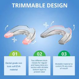 Bruxism Boxing Mouth Guard, protetor bucal para moer os dentes, atualizado guardas noturnos para moer, 2 tamanhos - Image 6