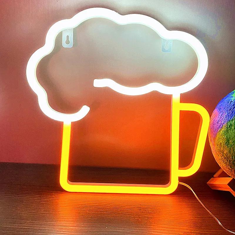 LED Beer Glass Neon Light, Glowing Festival Decoração, Desktop Atmosfera Neon Lamp, KTV Bar, Home Party Decor, Adulto e Presente Kid - Image 1