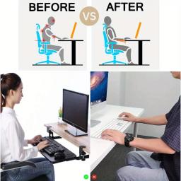 Ergonômico deslizante sob mesa teclado bandeja, braçadeira, plataforma do mouse, retrátil, undermount gaveta, sem ferramentas, atacado, 1pc - Image 6