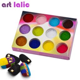 Conjunto de 12 pós de veludo de cores, veludo flocado com glitter para decoração de arte de unhas DIY. - Image 3